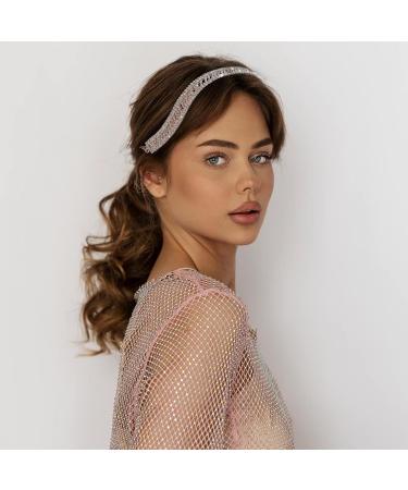NICENEEDED Elastic Hair Jewelry Head Chain Rhinestones Forehead Headband Bohemian Crystal Hair Band Bridal Sparkly Silver Tiara Headpieces Hair Accessories for Wedding Party Prom Women Girls - Buy Online on GoSupps.com