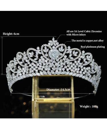 Jorsnovs 5A Zircon Heart Wedding Bridal Tiara Crown - CZ Pageant Queen Hair Jewelry in Silver - Buy Online on GoSupps.com