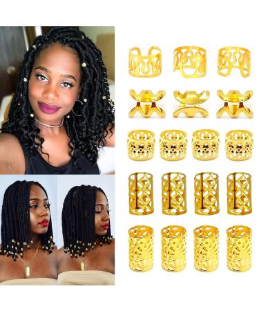 100 PCS Gold Dreadlock Beads - Hair Jewelry for Braids & Locs Accessories - Adjustable Cuffs Braiding Hair Rings for Women and Girls - Buy Online on GoSupps.com