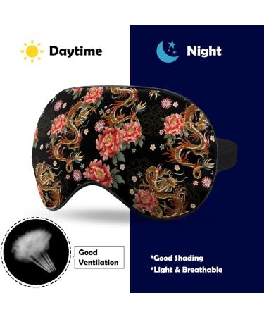 Soft & Comfortable Sleeping Eye Mask - Floral Chinese Peonies Adjustable Light Blocking Eye Shade for Restful Sleep - Buy Online on GoSupps.com