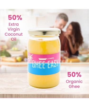 Ghee Easy Organic Ghee and Coconut Oil Blend 500g - 50% Ghee and 50% Extra Virgin Coconut Oil - 100% Organic & Pure - Lactose Free and Gluten Free Ghee Coco Blend 500g - Buy Online on GoSupps.com