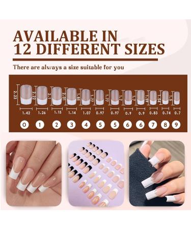 French Square False Nails Set - 24PCS Gloss Nude White Full Cover Press on Nails with Jelly Glue - Short Square White Fake Nails for Women and Girls - Buy Online on GoSupps.com