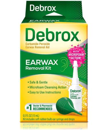 Debrox Earwax Removal Kit | Includes Drops and Ear Syringe Bulb | 0.5 Oz Each | Pack of 3