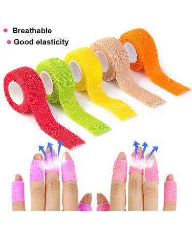 Noverlife 12 Colors Non-wonven Self Adhesive Bandage Wrap for Finger Guard Nail Protector 2.5cm x 4.5m / 1" x 5yd Waterproof Cohesive Elastic Tape Sports Fixing Band Stretch Wrap - Buy Online on GoSupps.com
