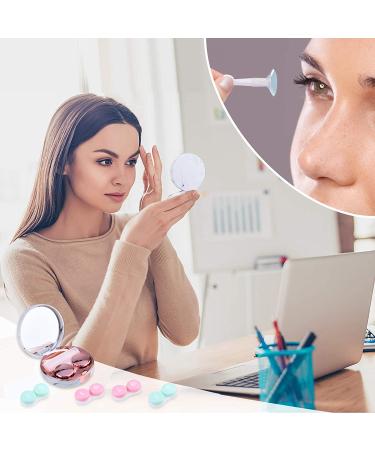 5-in-1 Travel Contact Lens Case Set with Mirror, Tweezers, Remover Tool & Solution Bottle - Rose Gold - Buy Online on GoSupps.com