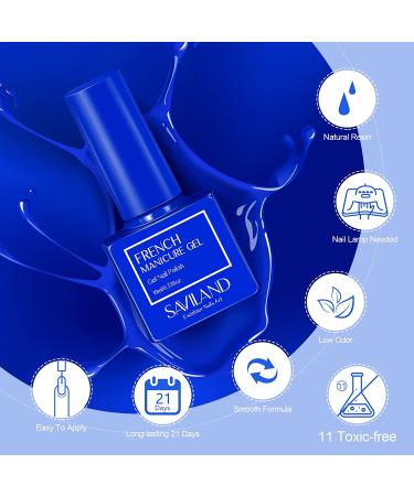 Saviland French Gel Nail Polish - 10ML Blue U V LED Soak Off Quick French Manicure DIY Gel Polish - 0.34 Fl Oz - Buy Online on GoSupps.com
