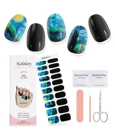 Kalolary Gel Nail Polish Strips, Semi Cured Nail Gel Art Sticker Waterproof Full Nail Wraps Decal Kits for Women, Includes Scissors, Cuticle Stick, Nail File, Nail Wipes Starry Sky 1