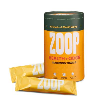 ZOOP Extra-Large Dog Wipes/Towels - Eliminates Whole-Body Odor from Eyes, Ears to Paws and Butt- Pet Grooming Bath Towels for Dogs & Cats | Fragrance-Free | 10 Count