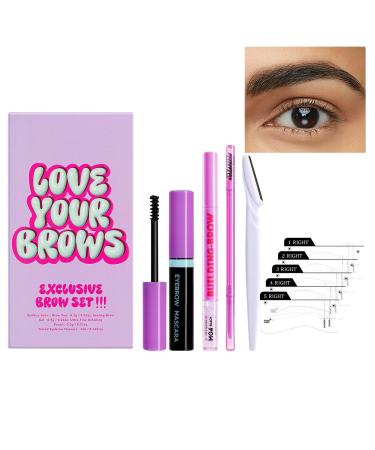 JINGLING JINGLING Eyebrow Set with Eyebrow Card Eyebrow Pencil Kit - Waterproof and Break-resistant Eye Makeup Kit 10 Pieces | Makeup Kit Including
