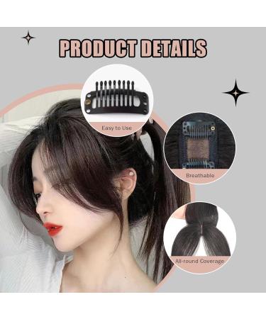 Hair Extensions Clip in Bangs Side Parted Hair Toppers for Real Human Hair 360 Cover Pieces Wispy Clip in Hair Extension Wigs for Women Human Hair Pieces for Women Daily Wear Dark Brown - Buy Online on GoSupps.com