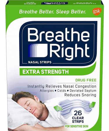 Breathe Right Nasal Strips Extra Clear for Sensitive Skin 26 Count