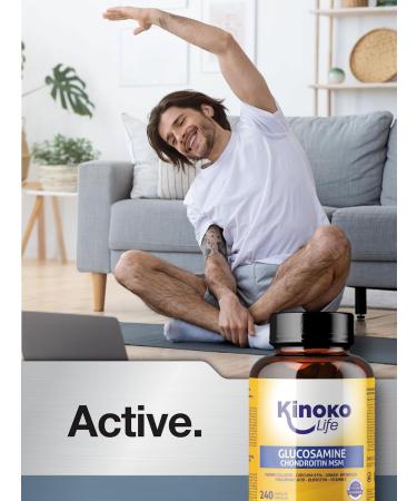 Kinoko Life Glucosamine & Chondroitin - 240 Capsules with MSM Marine Collagen Turmeric & More for Joint Health - Buy Online on GoSupps.com