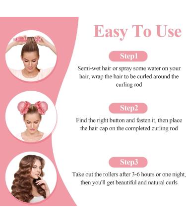 LIUMINXIN 6PCS Satin Heatless Curling Set with Adjustable Clasp - Overnight Curls Set for All Hair Types in Pink - Buy Online on GoSupps.com