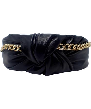 Topkids Accessories Leather Chain Knot Alice Bands Adult Women Hair Accessories for Women Hair Bands for Women Thick Headband Womens Headbands Head Bands Adult Women Wide Headbands (Black) - Buy Online on GoSupps.com