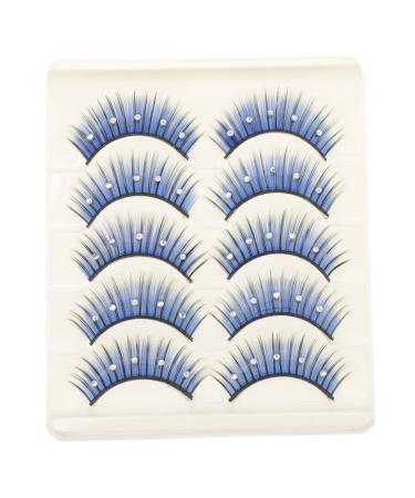 HAPINARY 5 Pairs Blue Lashes Rhinestone Eyelashes Colored Eyelashes Colored Lashes False Eyelashes Lashes with Color Cosplay Lashes Fake Eyelashes