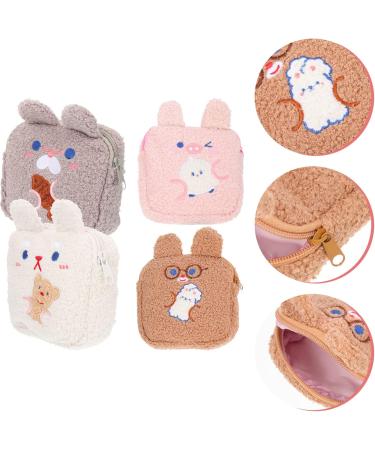 Lurrose 4-Piece Aunt's Towel Pocket Organizer - Stylish Storage Bag for Lipstick Wallet & Coins - Women's Polyester Makeup Pouches (13.5x13.5x4.5cm) - International Shipping Available - Buy Online on GoSupps.com