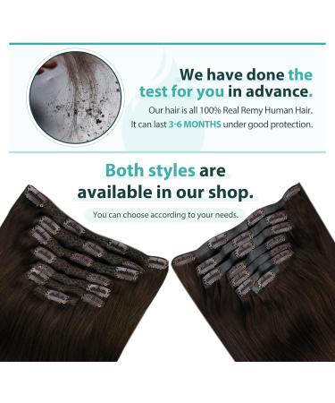 Moresoo Seamless Clip in Human Hair Extensions Darkest Brown #2 22 Inch 120g - Buy Online on GoSupps.com