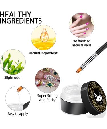 Lofuanna Nail Rhinestone Glue Gel 15ml - Super Adhesive for Gems & Diamonds - UV/LED Cure - Dual-Use Brush - 2pcs - Buy Online on GoSupps.com
