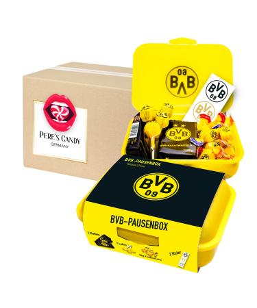 Fan articles BVB Borussia Dortmund lunch box/lunch box - BVB sweets 1 pack 275g from Pere's Candy Box with gift