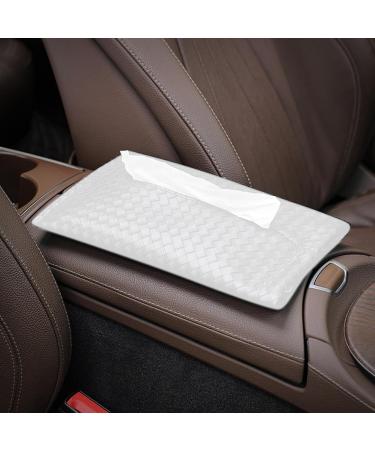 Car Tissue Box Holder - Car Tissue Box with Handle Woven Pattern Travel Wipe Holder for Desk Camping Foccar White - Buy Online on GoSupps.com