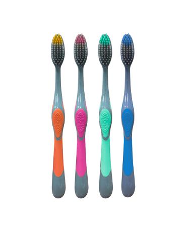 BioSwiss: Pack of 4 Dentist Approved Toothbrushes for Clean Teeth and a Whiter Smile Soft Bristles Ergonomic Design |for Men & Women| Travel Friendly