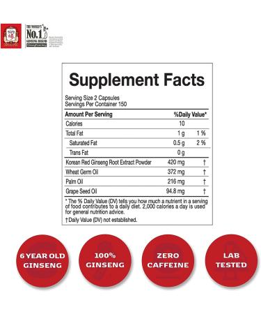 CheongKwanJang Korean Red Ginseng Extract Capsules Gold - Natural Energy & Immune Support for Men & Women - 100 Capsules - Buy Online on GoSupps.com