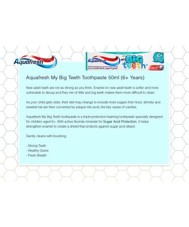 2X Aquafresh Big Teeth Toothpaste 6+ Years 50ml - Pack of 2 | Kids Dental Care - Buy Online on GoSupps.com