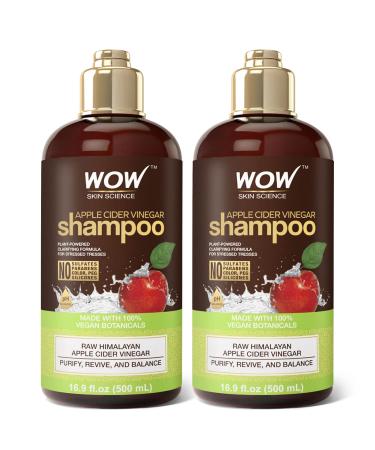 WOW Skin Science Apple Cider Vinegar Shampoo - Hair Growth Shampoo for Thinning Hair Hair Loss & Dandruff Shampoo - Parabens & Sulfate Free Shampoo - Clarifying Shampoo for Build Up Purifying Shampoo (16.9 Fl Oz (Pack o...