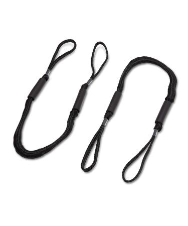 Bungee Dock Line 2-Pack - 4 ft Premium Mooring Ropes for Boats & Kayaks - Great Docking Accessories, Adjustable Non-Jerk Ties, Great Boating Gifts for Men, Free E-Book by Domabri (Black)