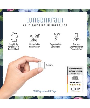 Lung Herb Capsules - 120 Vegan Pills for Respiratory Health | 300mg Daily Dose with Thyme Eucalyptus NAC & Vitamin B2 | Pure & Additive-Free - Buy Online on GoSupps.com