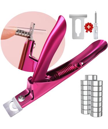 Violet Red Premium Adjustable Nail Clippers with Magnets Sizers for Acrylic Nails Stainless Steel Nail Cutter Trimmer for Artificial Fake False Tips Manicure Sharp Blade Clip Tool for Salon Beauty Violet Red With Magnets