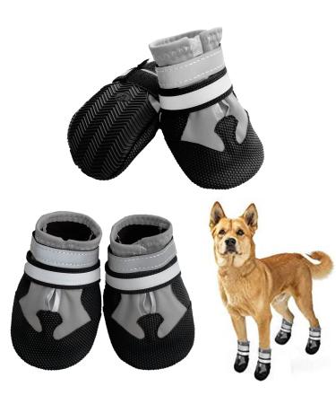 Neuwehe dog shoes 4 pieces of paw protection dog boots waterproof dog shoes with reflective straps anti-slip sole outdoor paw protector for small medium-sized dogs (S gray) S gray - Buy Online on GoSupps.com