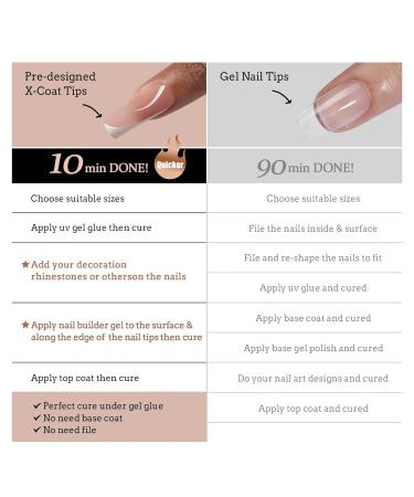 BTArtbox XCOATTIPS French Tip Nails - Long Square Press On Nails | 5 Stunning Styles Soft Gel & Acrylic Nail Extensions for DIY Nail Art - Buy Online on GoSupps.com