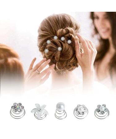 50 Piece Spiral Hair Clips - White Pearls & Rhinestones for Brides & Special Occasions | Elegant Hair Accessories - Buy Online on GoSupps.com