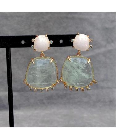 Earrings for Women 20x22mm Natural Green Amethyst Prasiolite White Jade Dangle Stud Earrings Fashion Jewelry Hilarity Earrings for Women - Buy Online on GoSupps.com