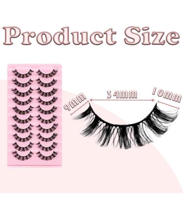 10 Pairs Eyelashes Russian Strip Lashes Natural Look Russian Strip Lashes D Curly Natural Wispy Fluffy Fake Eyelashes Lashes Lash Extensions Natural Lashes Perfect for Weddings Birthday - Buy Online on GoSupps.com