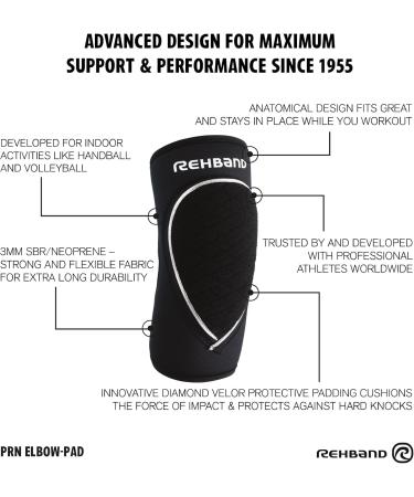 Rehband Elbow Support & Protector for Men & Women - 5mm Neoprene Black Elbow Support for Volleyball Handball & Indoor Sports - X-Large - Buy Online on GoSupps.com