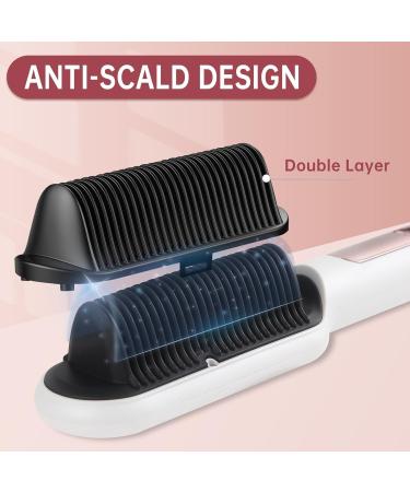 Negative Ionic Hair Straightener Brush - 9 Temp Settings Fast Heating & Auto Shut Off - Anti-Scald Design (White) | Shop Internationally - Buy Online on GoSupps.com