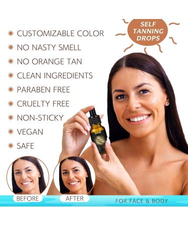 Face Tanning Drops Bronzing Drops - Self Tanning Drops for Face Instant Tan Fake Tan Streak-Free Self Tanning Drops with Aloe Vera & Plant Extracts - Face Tan Drops Liquid Facial Bronzing Solution - Buy Online on GoSupps.com