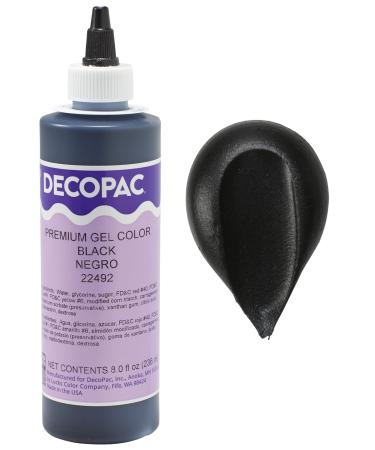 DECOPAC Premium Gel Food Color, Edible Coloring For Use with Buttercream or Whipped Icing, Fondant & Piping Gel, Highly Concentrated Gel, 8oz - Black