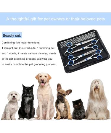 Diompirux 5-Pack Profi Dog Grooming Set | Effilier & Curved Scissors + Fur Care Comb for Dogs & Cats - Buy Online on GoSupps.com