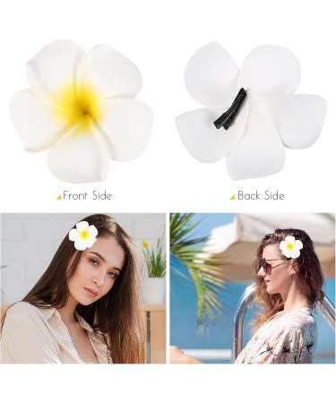Hawaiian Plumeria Flower Hairpins - 12 Pcs Bridal Barrettes for Beach Wedding Decoration - Buy Online on GoSupps.com