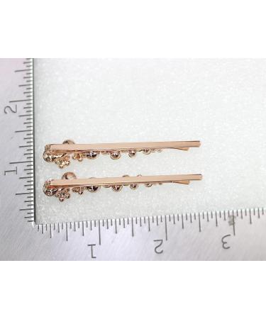 Faship Clear Swarovski Crystal Floral Hair Clips Pins 2 Pcs - Clear/Rose Gold Plated - Buy Online on GoSupps.com