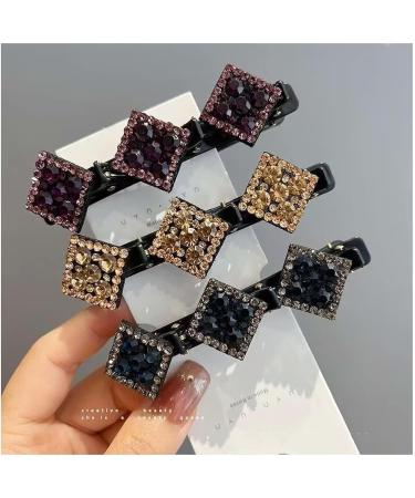 Rsvelte Hair Clips - 2023 New Sparkling Crystal Stone Braided Hair Clips Clover Hair Clips Three Flower Side Hair Clip Satin Fabric Hair Bands Keep Hair Styling Sectioning (6 Pcs) - Buy Online on GoSupps.com