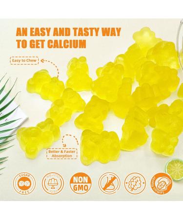 Calcium Magnesium Gummies Adults Kids - Sugar Free Chewable Vegan Algae Calcium Supplements for Women Men Support Plus Bone Strength with Zinc Potassium Vitamin D3 K2 Lemon Flavor 120CT - Buy Online on GoSupps.com