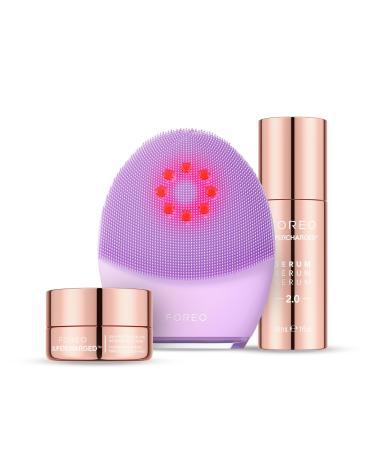 FOREO Firm & Clean Bundle - Luna 4 Plus Sensitive Facial Cleansing Brush + Supercharged SERUM 2.0 30ml + Hydrating Night Mask 15 ml - Near Infrared Light Therapy - Microcurrent Facial Device Set - Buy Online on GoSupps.com