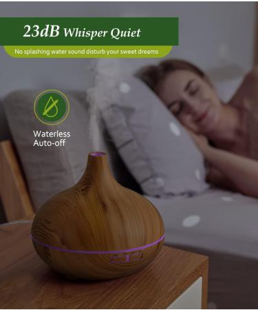 500ml Aroma Diffuser for Essential Oils - BPA-Free 6 Oils Included 23dB Quiet 7 Colors 4 Timers Auto Shutoff - Yellow Wood Grain - Buy Online on GoSupps.com