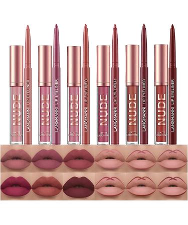 12 Pcs Liquid Lipstick Lipliner Set Matte Long Lasting Non-Fading Stay On 24 Hours Waterproof Nude Lipstick Makeup Set Gift For Women Red Lifter Lip Gloss (Set A)