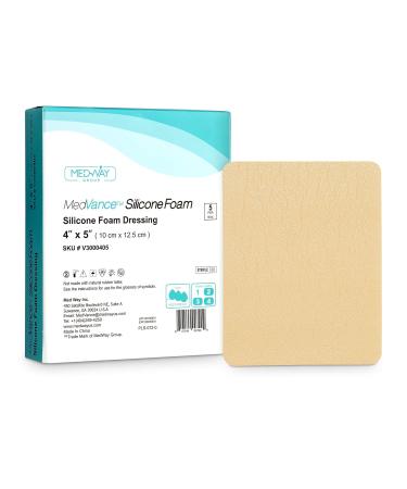 MedVance TM Silicone - Silicone Adhesive Foam Absorbent Dressing 10 cm x 12.5 cm Box of 5 dressings 10 cm x 12.5 cm (Pack of 1)