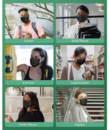 FriCARE Made in USA 4-ply Black Disposable Face Mask - Pack of 50 | ASTM Level 3 Performance Proven | ECOGUARD Technology | Third-Party Lab Tested - Buy Online on GoSupps.com